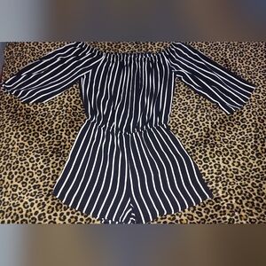 Ambiance Black and White Striped Jumpsuit